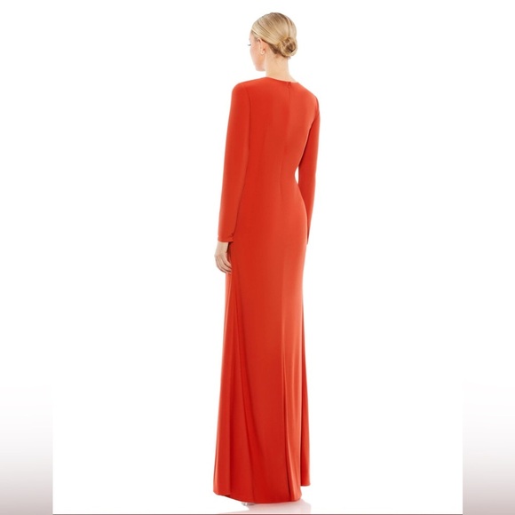 HOST PICK 🎉MacDuggal $625 NWT Jersey Knit Keyhole Ruched Knot Side Slit Dress - Picture 4 of 6